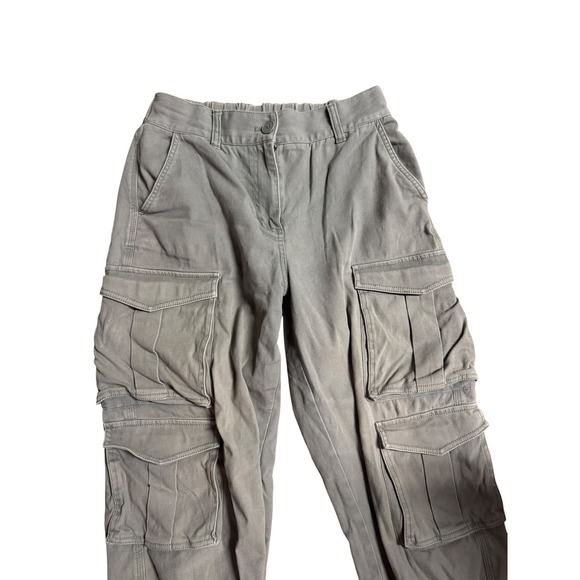 Oak + Fort Green High Waisted Multi Pocket Cargo Pants Cropped Joggers S Medium - Picture 3 of 12